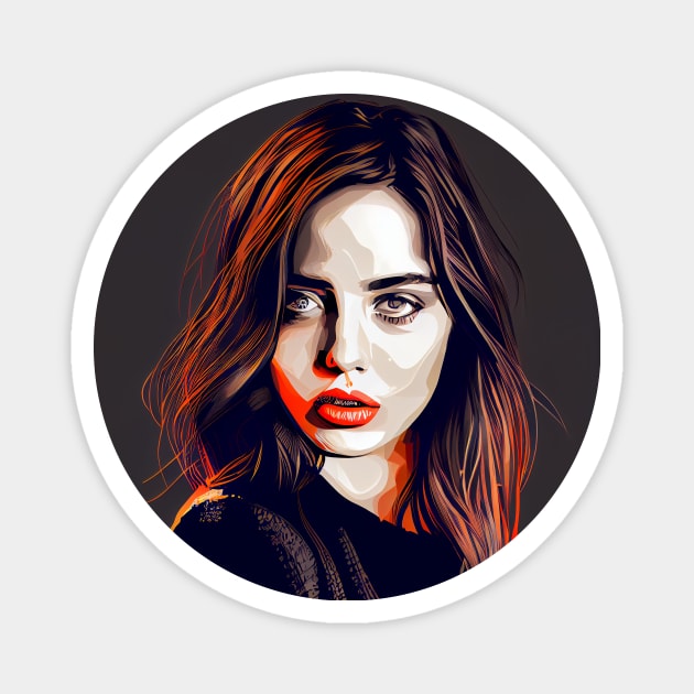 Ana de Armas Pop Art Modern Horror Vibes Red Accent Magnet by ProjectAI